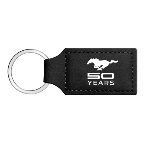 Ford Mustang 50 Years Rectangular Black Leatherette Key Chain