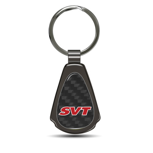 Ford SVT Real Black Carbon Fiber Gunmetal Black Metal Teardrop Key Chain