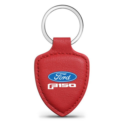 Ford F-150 2015 up Red Real Leather Shield-Style Key Chain