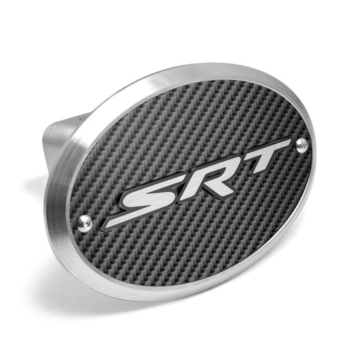 SRT 3D Logo on Carbon Fiber Look Oval Billet Aluminum 2 inch Tow Hitch Cover