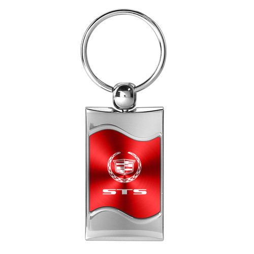 Cadillac STS Red Spun Brushed Metal Key Chain