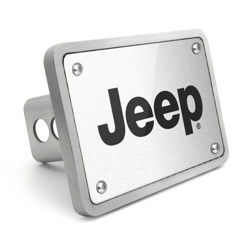 Jeep UV Graphic Brushed Silver Thick Solid Billet Aluminum 2 inch Tow Hitch Cover