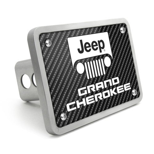 Jeep Grand Cherokee UV Graphic Carbon Fiber Look Thick Solid Billet Aluminum 2 inch Tow Hitch Cover