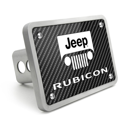 Jeep Rubicon UV Graphic Carbon Fiber Look Thick Solid Billet Aluminum 2 inch Tow Hitch Cover