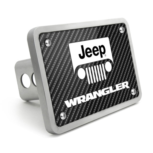 Jeep Wrangler UV Graphic Carbon Fiber Look Thick Solid Billet Aluminum 2 inch Tow Hitch Cover