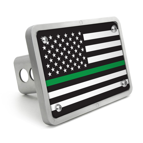Thin Green Line American Flag Border-Patrol-Agent 2 inch Billet Aluminum Hitch Cover