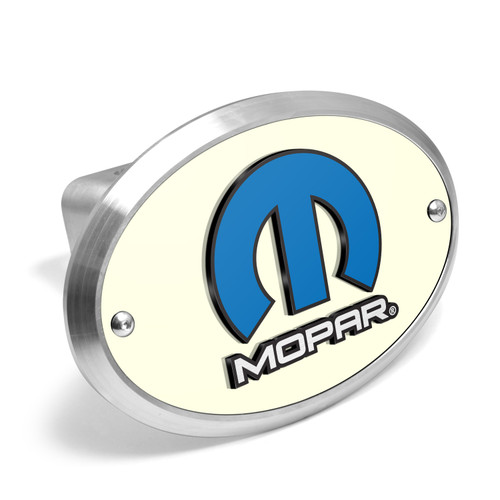 Mopar 3D Logo Glow in the Dark Luminescent Oval Billet Aluminum 2 inch Tow Hitch Cover
