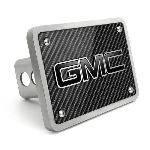 GMC 3D Logo in Black Carbon Fiber Look Billet Aluminum 2 inch Tow Hitch Cover