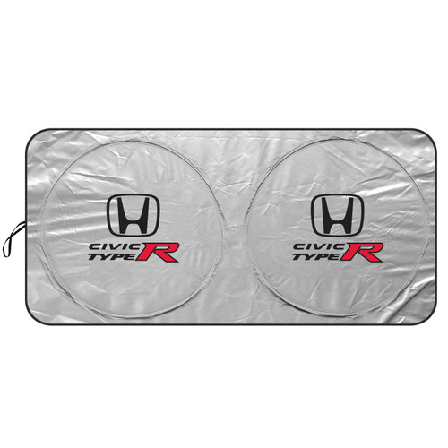 Honda Civic Type-R Universal Fit One-Piece Easy Folding Silver Reflective Fabric Windshield Sun Shade (size: 64"x 32")