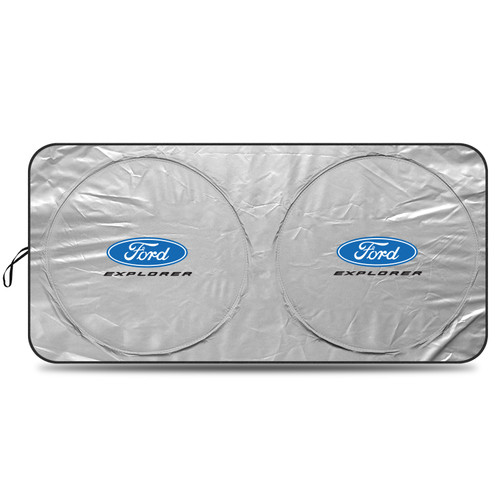 Ford Explorer Universal Fit One-Piece Easy Folding Silver Reflective Fabric Windshield Sun Shade (size: 75.5"x 37.5")