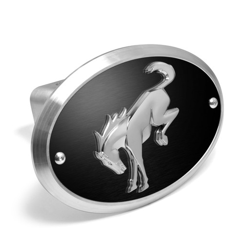 Ford Bronco 3D Logo on Black Oval Billet Aluminum 2 inch Tow Hitch Cover