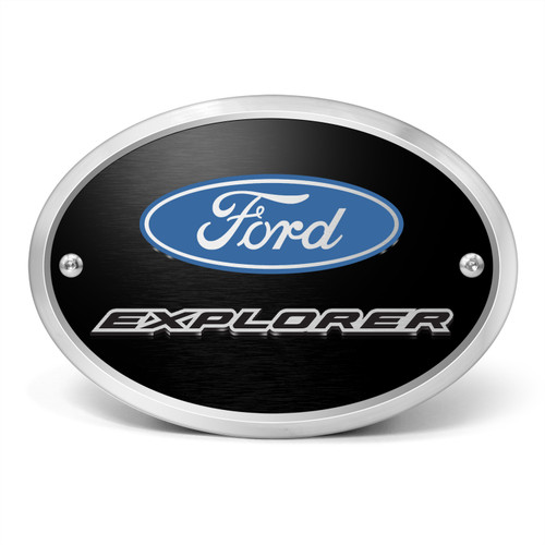 Ford Explorer 3D Logo on Black Oval Billet Aluminum 2 inch Tow Hitch