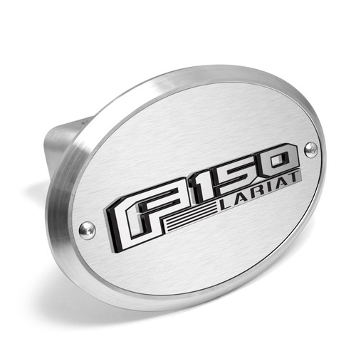 Ford F-150 Lariat 3D Logo on Brushed Oval Billet Aluminum 2 inch Tow Hitch Cover