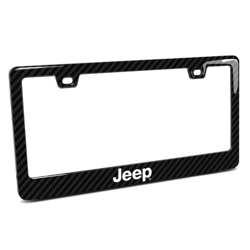 Jeep Black Real 3K Carbon Fiber Finish ABS Plastic License Plate Frame