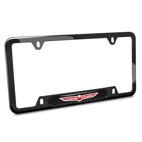 Jeep Trailhawk Real Carbon Fiber Insert Black Stainless Steel License Plate Frame Jeep Trailhawk Real Carbon Fiber Insert Black Stainless Steel License Plate Frame