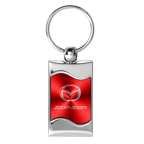 Mazda Zoom Zoom Red Spun Brushed Metal Key Chain