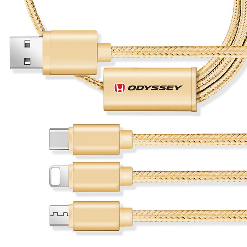 Honda Odyssey Red 3 in 1 Golden 4 Ft Premium Multi Charging USB Cable Type-C iOS