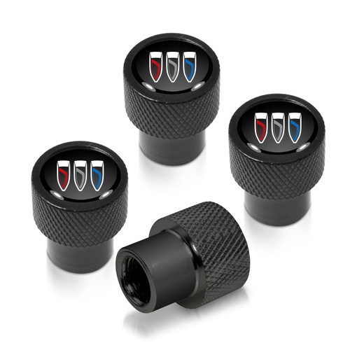 Buick Logo in Black on Black Aluminum Tire Valve Stem Caps