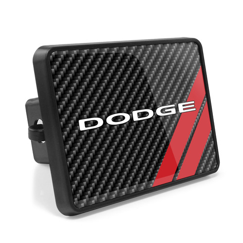 Dodge UV Graphic Carbon Fiber Look Metal Face-Plate on ABS Plastic 2 inch Tow Hitch Cover