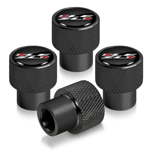 Chevrolet Camaro ZL1-1LE Logo in Black on Black Aluminum Tire Valve Stem Caps