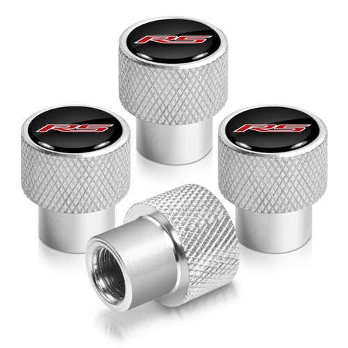 Chevrolet Camaro RS Logo Black on Shining Silver Aluminum Tire Valve Stem Caps