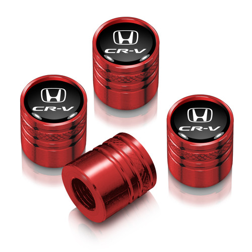 Honda CR-V in Black on Red Aluminum Cylinder-Style Tire Valve Stem Caps