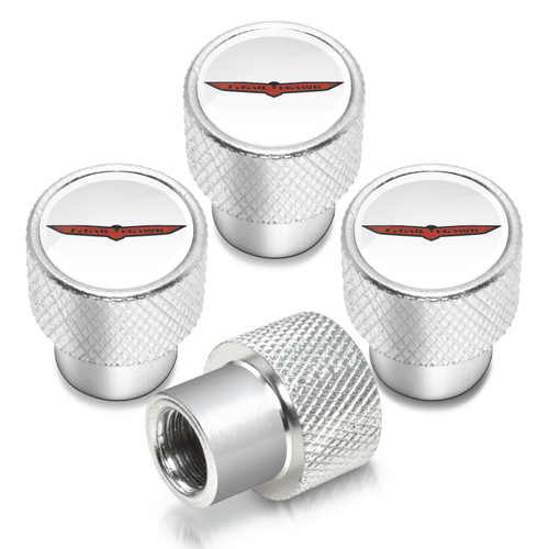 Jeep Trailhawk in White on Shining Silver Aluminum Tire Valve Stem Caps