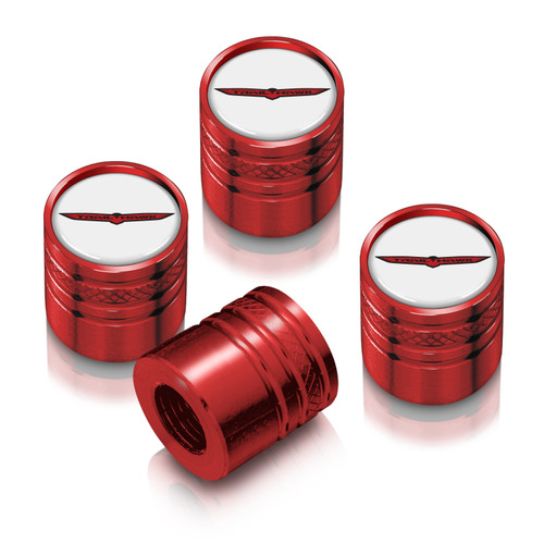 Jeep Trailhawk in White on Red Aluminum Cylinder-Style Tire Valve Stem Caps
