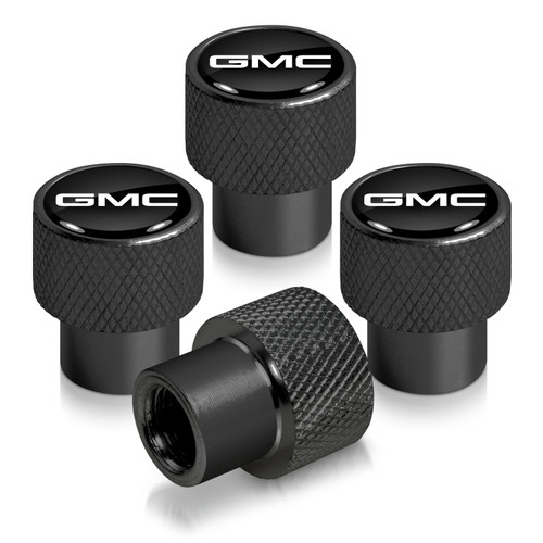 GMC Logo in Black on Black Aluminum Tire Valve Stem Caps