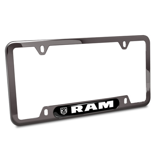 RAM Black Insert Gunmetal Chrome Stainless Steel License Plate Frame