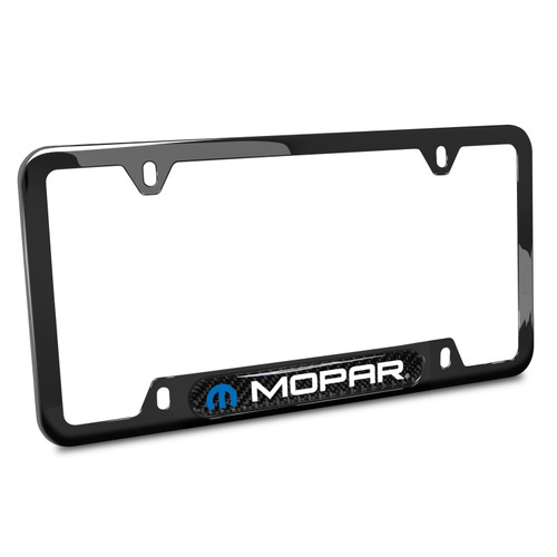 Mopar Real Carbon Fiber Insert Black Stainless Steel License Plate Frame