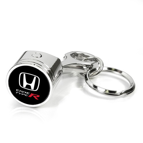Honda Civic Type-R Chrome Finish Engine Piston and Rod Metal Key Chain