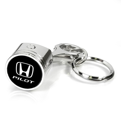 Honda Pilot Chrome Finish Engine Piston and Rod Metal Key Chain