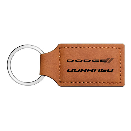 Dodge Durango Rectangular Brown Leather Key Chain