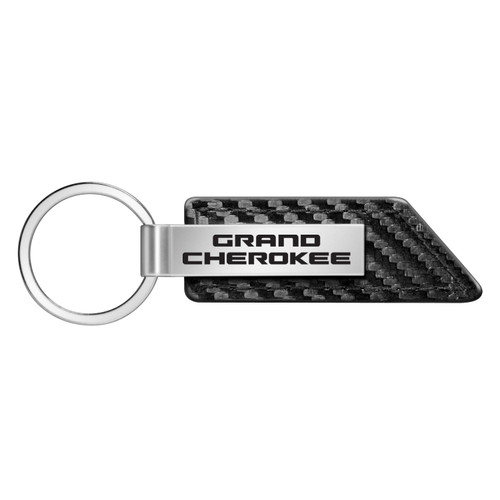 Jeep Grand Cherokee Carbon Fiber Texture Black PU Leather Strap Key Chain