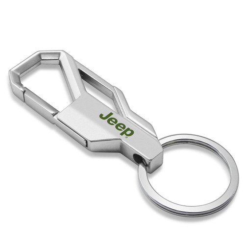 Jeep in Green Silver Carabiner-style Snap Hook Metal Key Chain