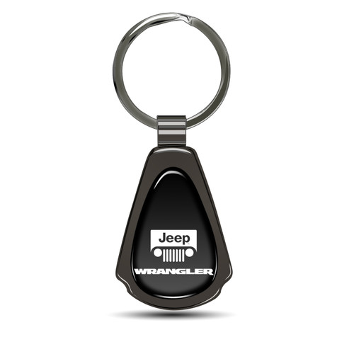Jeep Wrangler Black Dome Dark Gunmetal Metal Teardrop Key Chain