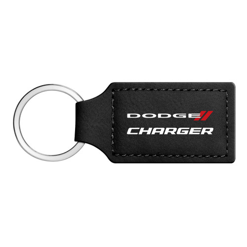 Dodge Charger Rectangular Black Leatherette Key Chain