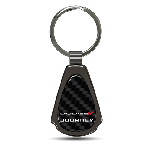 Dodge Journey Real Black Carbon Fiber Gunmetal Black Metal Teardrop Key Chain