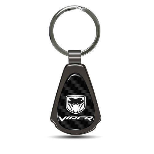 Dodge Viper Real Black Carbon Fiber Gunmetal Black Metal Teardrop Key Chain