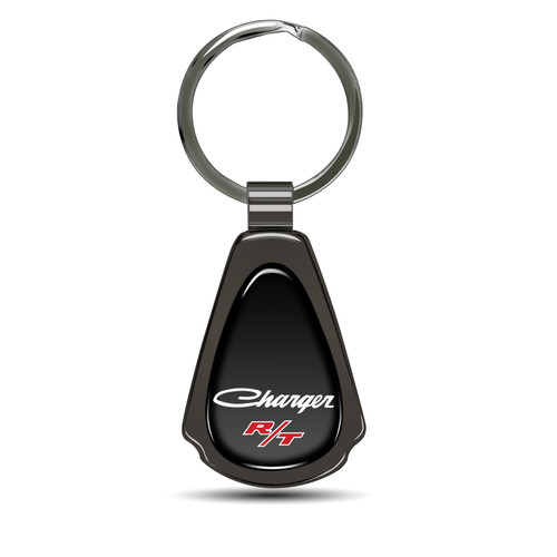 Dodge Charger R/T Classic Black Dome Dark Gunmetal Metal Teardrop Key Chain