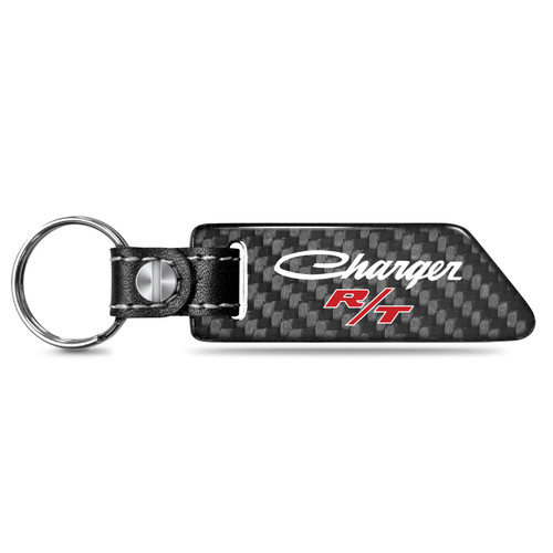 Dodge Charger R/T Classic Real Carbon Fiber Blade Style Leather Strap Key Chain