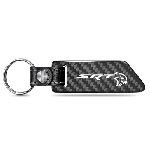 Dodge Hellcat Real Carbon Fiber Blade Style with Black Leather Strap Key Chain