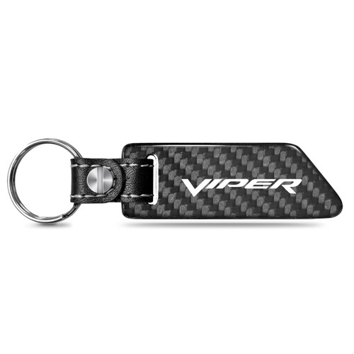 Dodge Viper Real Carbon Fiber Blade Style with Black Leather Strap Key Chain