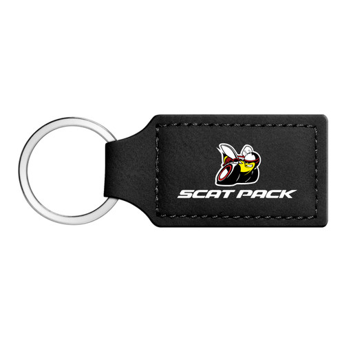 Dodge Scat-Pack Full Color Rectangular Black Leatherette Key Chain