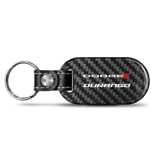Dodge Durango 100% Real Black Carbon Fiber Tag Style Key Chain