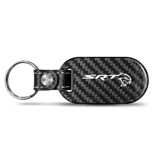 Dodge SRT Hellcat 100% Real Black Carbon Fiber Tag Style Key Chain