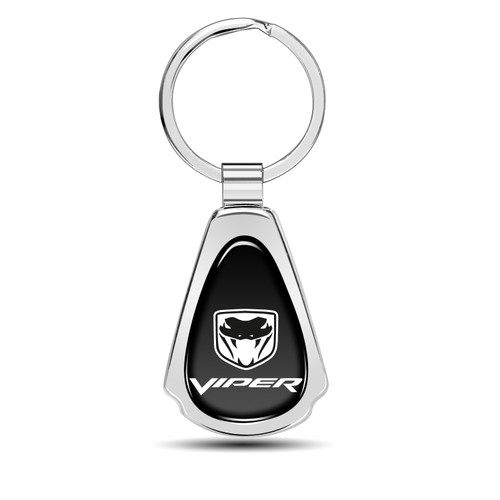 Dodge Viper Black Dome Chrome Metal Teardrop Key Chain