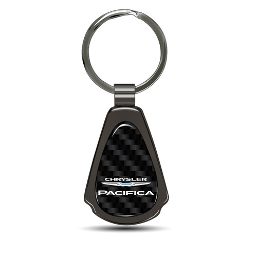 Chrysler Pacifica Real Carbon Fiber Gunmetal Black Metal Teardrop Key Chain