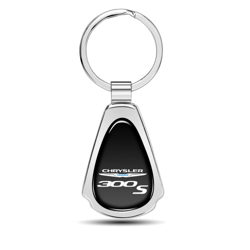 Chrysler 300S Black Dome Chrome Metal Teardrop Key Chain